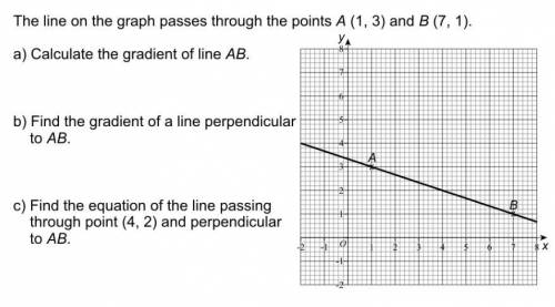 The line on the graph passes through to points A (1, 3) B (7, 1)