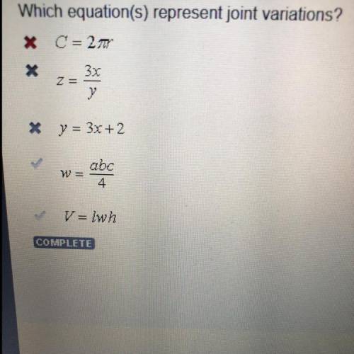Which equation(s) represent joint variations?