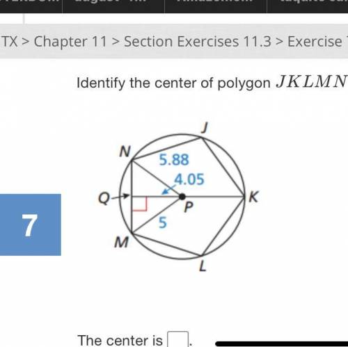 Identify the center of polygon JKLMN