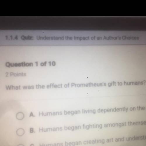 What was the effect of Prometheus gift to humans