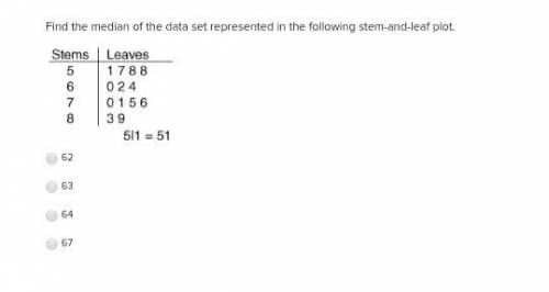Find the median of the data.. picture attached