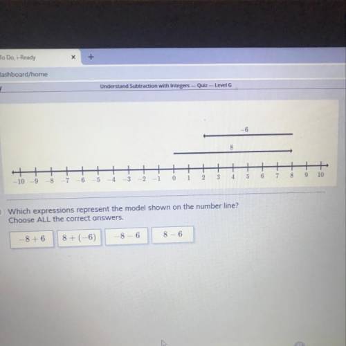 Which expressions represent the model shown on the number line? Choose ALL the correct answers. -8+6