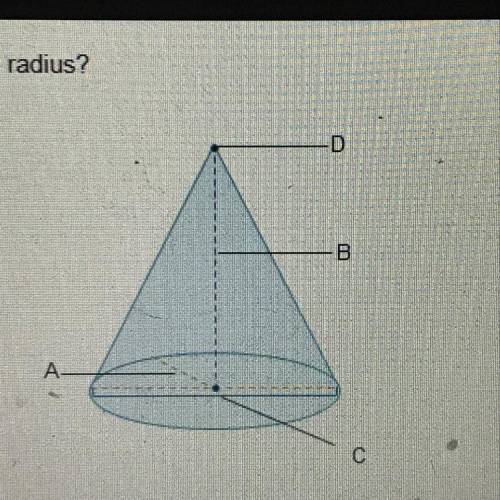 Б) Which label on the cone below represents the radius? ОООО