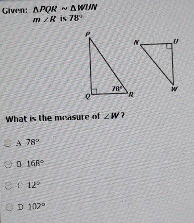 What is the measure of W?Please HELPURGENT