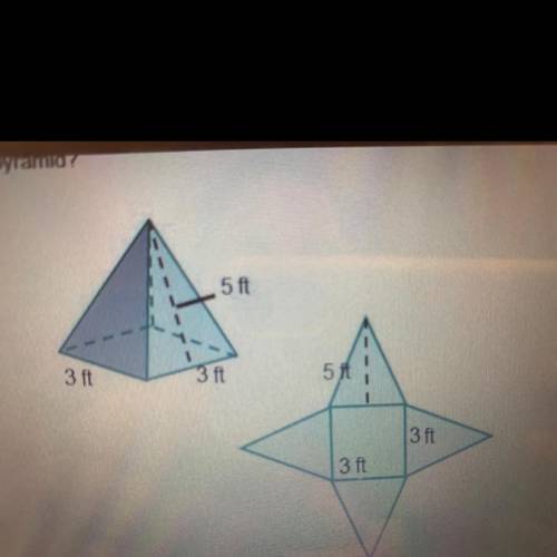 What is the surface area of the pyramid? 24 square feet 37 square feet 39 square feet  69 square fee