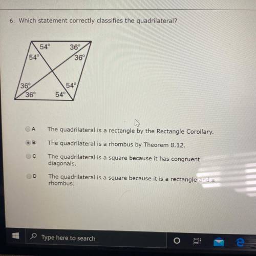 Which statement correctly classified the quadrilateral, I think it’s B?
