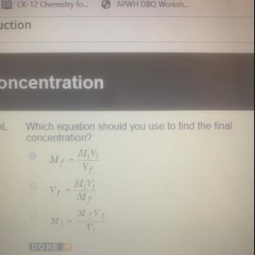 Which equation should you use to find the final concentration?