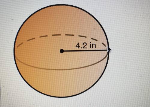 What is the volume of each hemisphere in the picture?  A. 73.9 in^3 B. 310.3 in^3 C. 155.2 in^3 D. 3