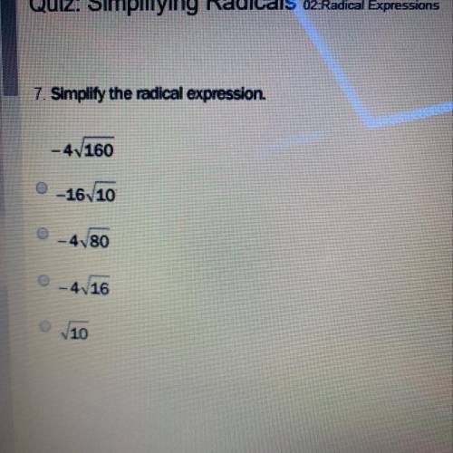 Simplify the radical expression please nd thank you