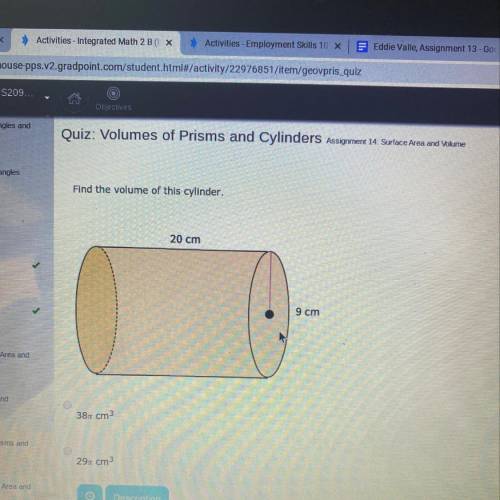 Find the volume of this cylinder.