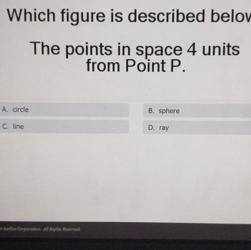 Which figure is described below? The point in space 4 units from point p