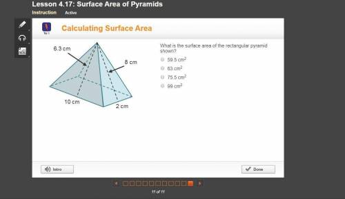 What is the surface area of the rectangular pyramid shown?