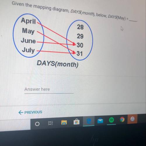 Given the mapping diagram, DAYS(month), below, DAYS(may) = 100 points