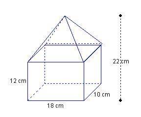Won has a container with the shape below. A rectangular prism with length of 18 centimeters, width o