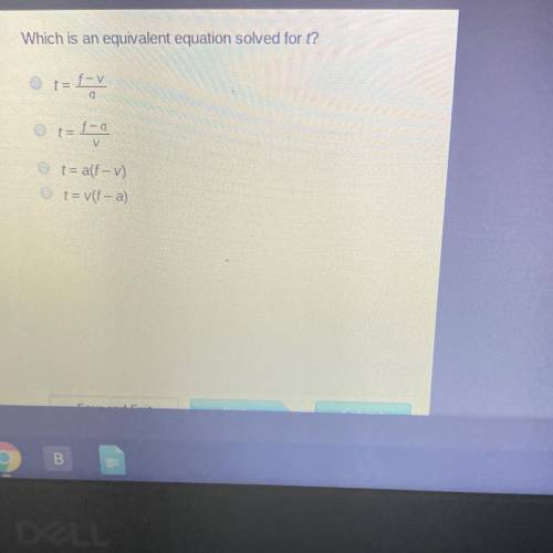 What is an equivalent equation solved for t ?