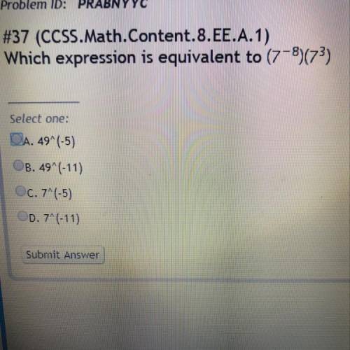 Which expression is equivalent to (7-8)(7)