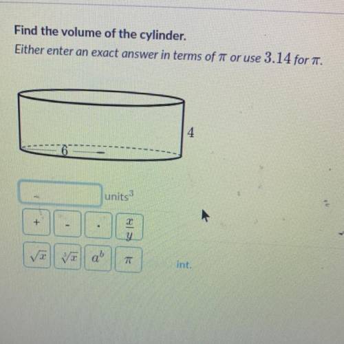 Find volume of cylinder
