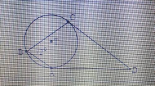 Given circle T, and tangents AD and CD, what is the measure of angle ADC?