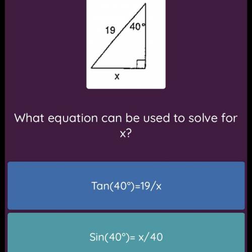 What equation can be used to solve x?