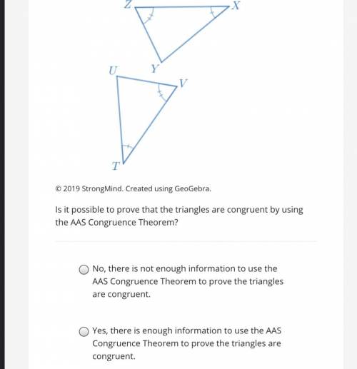 Is it possible to prove that the triangles are congruent by using the AAS Congruence Theorem?