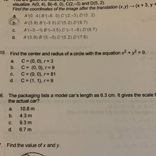 For 15, the answer is b correct?