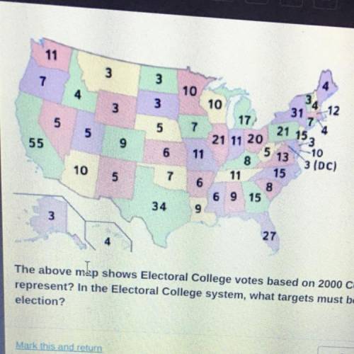 The above map shows electoral college age based on 2000 census data what do the numbers on this map