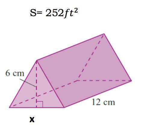 Solve for x given the surface area, S, of the prisms or cylinders below. The triangles ARE EQUILATER