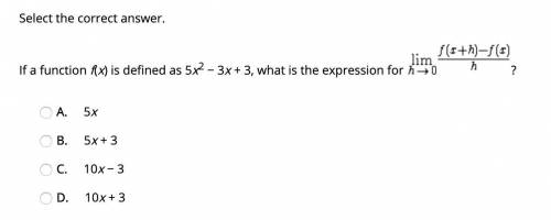 Select the correct answer. If a function f(x) is defined as 5x2 − 3x + 3, what is the expression for