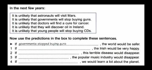 Now use the predictions in the box to complete these sentences