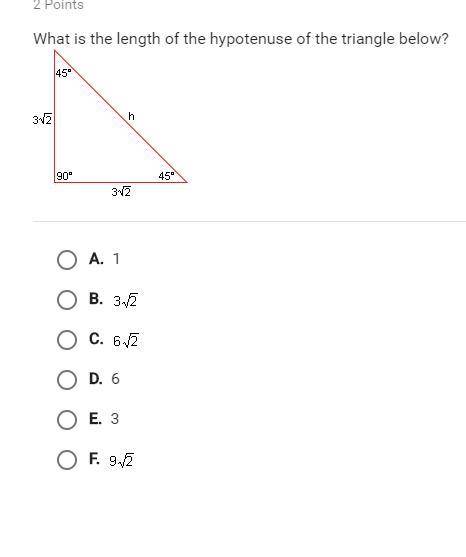 What is the length of the hypotenuse of the triangle below