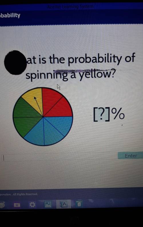What is the probability of spinning a yellow