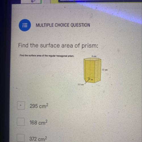 Find the surface area of prism:  4cm, 12cm, 3.5c