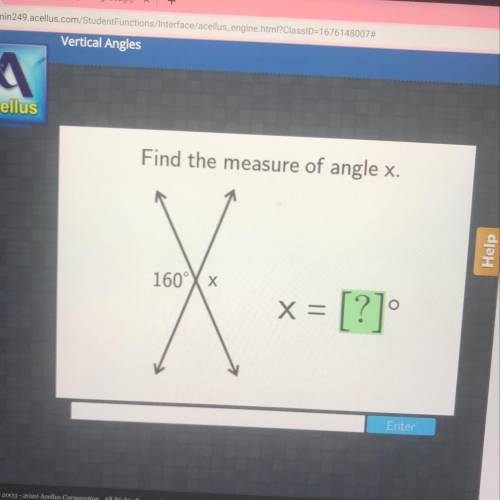 Find the measure of angle x. Picture above