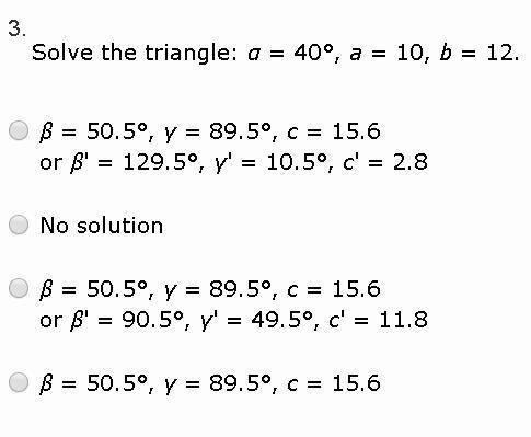 Solve The Triangle (See Picture!!)