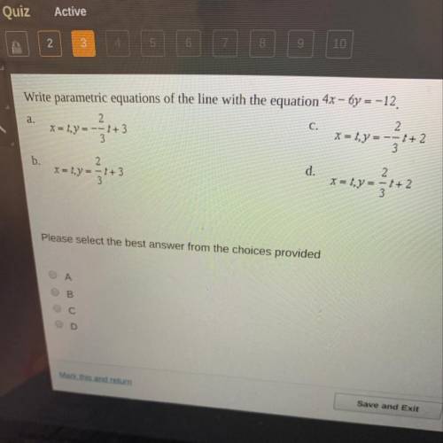 Write parametric equations of the line with the equation 4x - y = –1
