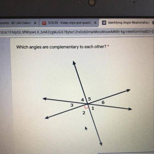 Does anyone know which angles are complementary