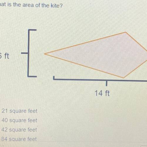 What is the area of the kite? A. 21 square feet B. 40 square feet C. 42 square feet D. 84 square fee