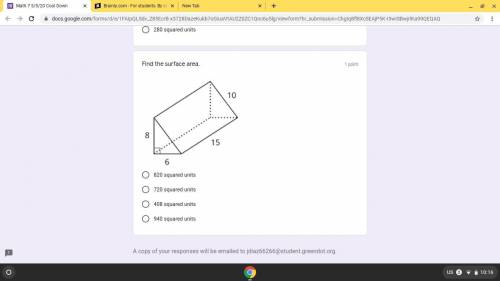 Find the surface area of the triangler prism