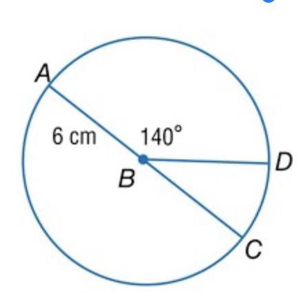 Find the Length of arc . Round to the nearest hundredth.  A. 14.66 cm B. 0.389 cm C. 37.68 cm D. 14.