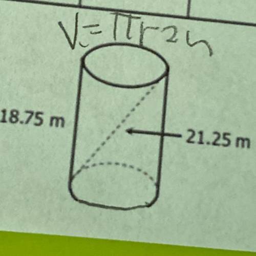 Find the volume of the cylinder  A) 959.3 B) 1472.6 C)1697.4
