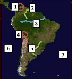 Which body of water is located at number 4 on the map above? A. the Paraná River B. Tierra del Fuego