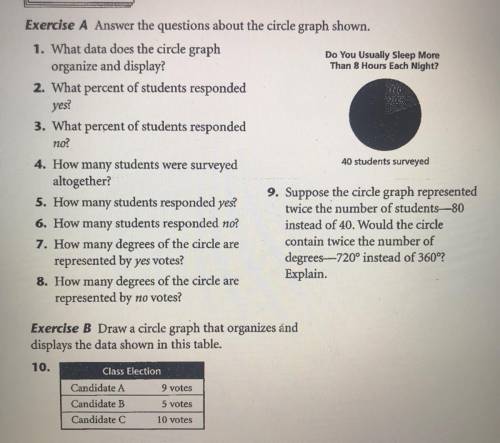 Please help with #7 #8 #9 degrees and circle graphing