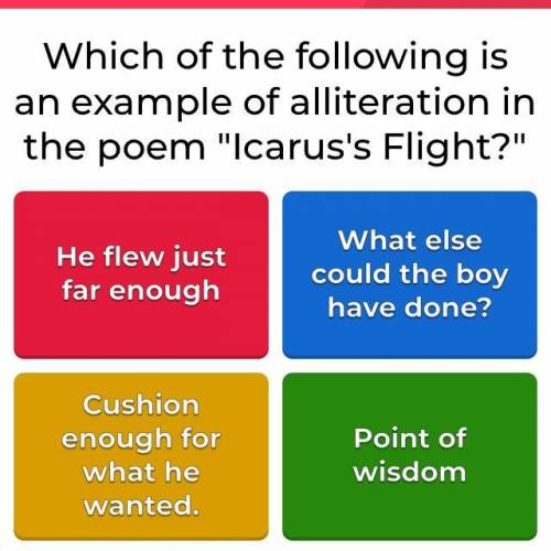 Which of the following is an example of alliteration in the poem “Icarus Flight”
