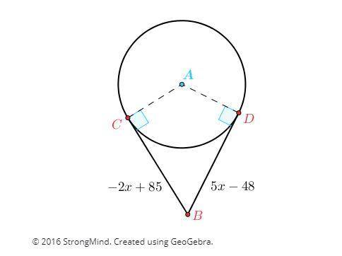 Study the following diagram, where points C and D lie on circle A. Point B lies in the exterior of c