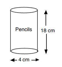 A cylindrical pencil holder is shown below. The height is 18 cm and diameter 4 cm. a) Find the capac