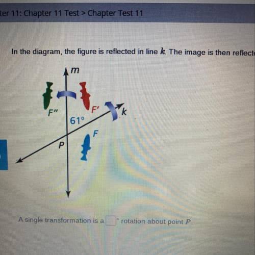 In the diagram, the figure is reflected in line k. The image is then reflected in line m. Describe a