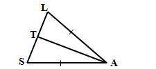 Solve the following problem: Given: △SAL, SA = LA AT − ∠bisector Prove: m∠L = m∠S