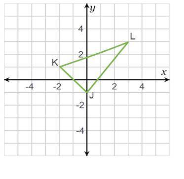 PLZ HELPOn a coordinate plane, triangle J K L has points (0, negative 1), (negative 2, 1), and (3, 3