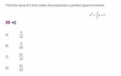 Will give brainliest.Find the value of c that makes the expression a perfect square trinomial.