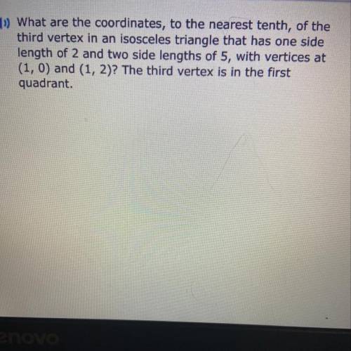 What are the coordinates to the nearest third vertex in an isosceles triangle that has one side leng